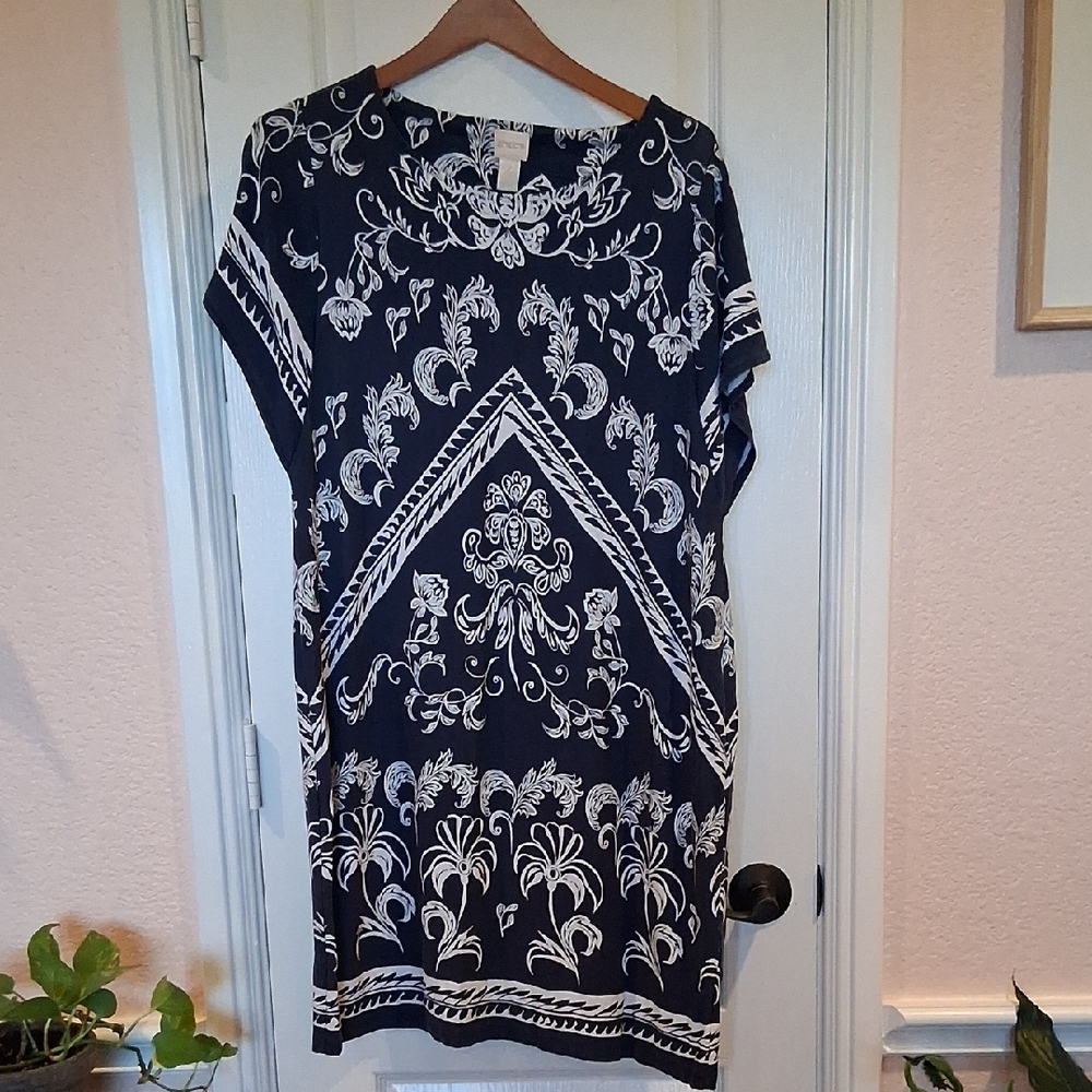 Chico's Black and White Floral Dress